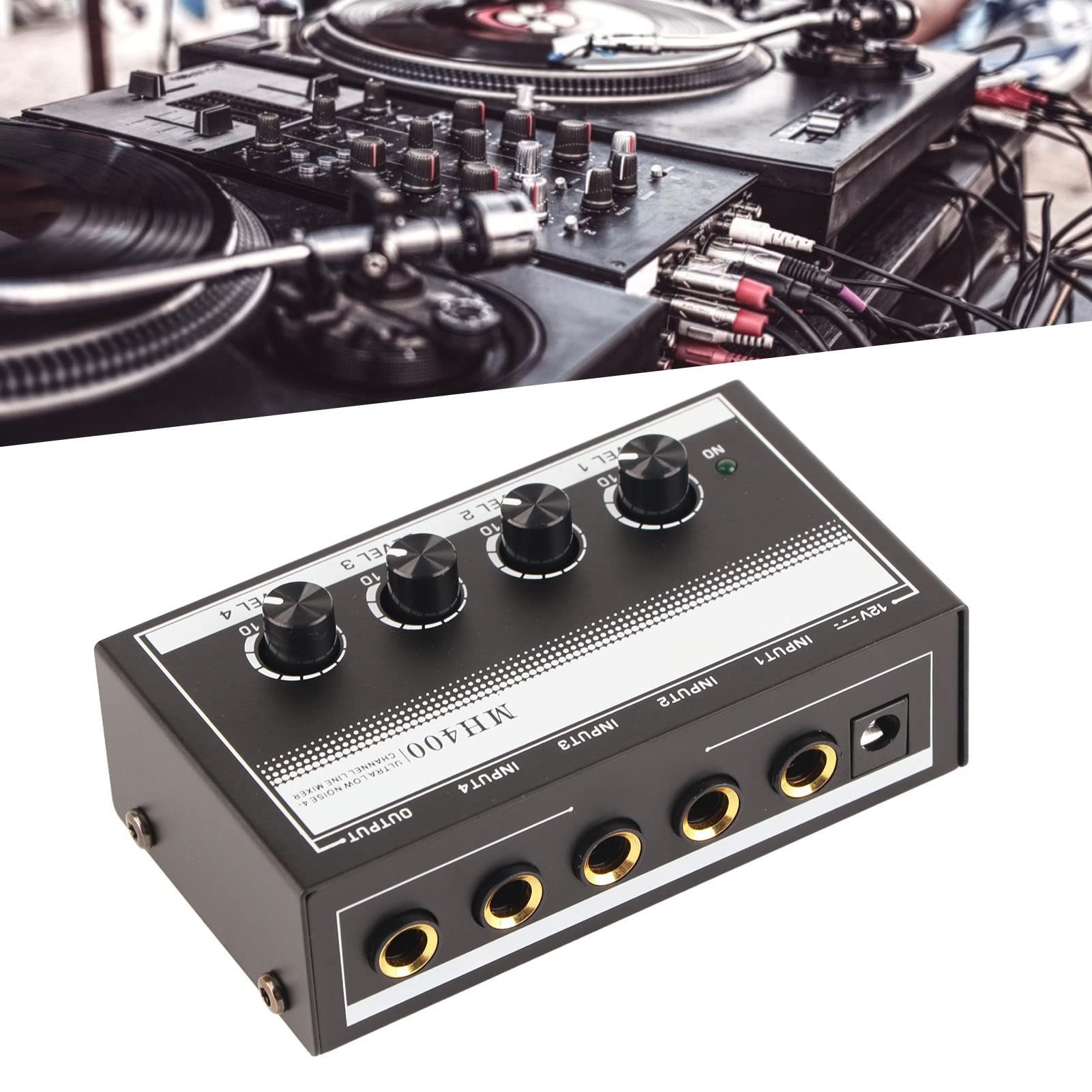 4?Channel Line Mixer, Black Professional Mini 4?Channel Line Mixer for Live Gigs for Karaoke for Stage