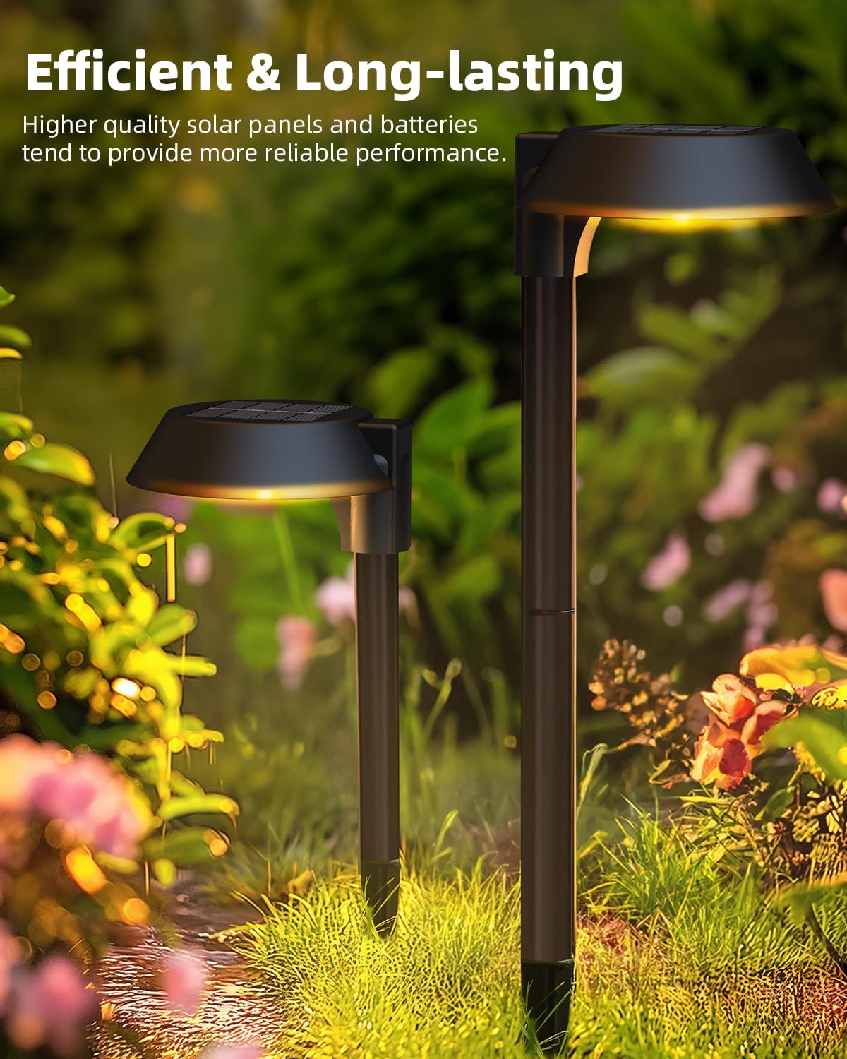 Herzila Solar Lights Outdoor Waterproof, LED Solar Pathway Lights Outdoor Garden Landscape Lighting for Walkway Driveway, Auto On/Off, 6 Pack