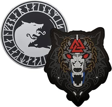 AliPlus 2PCS Viking Wolf Patches PVC Morale Patch Hook Backed