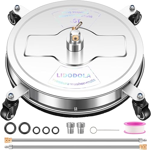 PWS 19 - Limpiador de superficies de 19 pulgadas con 4 ruedas, limpiador de superficies de acero inoxidable para lavadora a presión para hormigón,