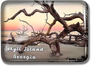 Nogytize Crystal Glass Fridge with Strong Magnet in Jekyll Island Georgia USA Travel Souvenir Collectibles Funny for Kitchen Home Decoration Office Whiteboard Landmark
