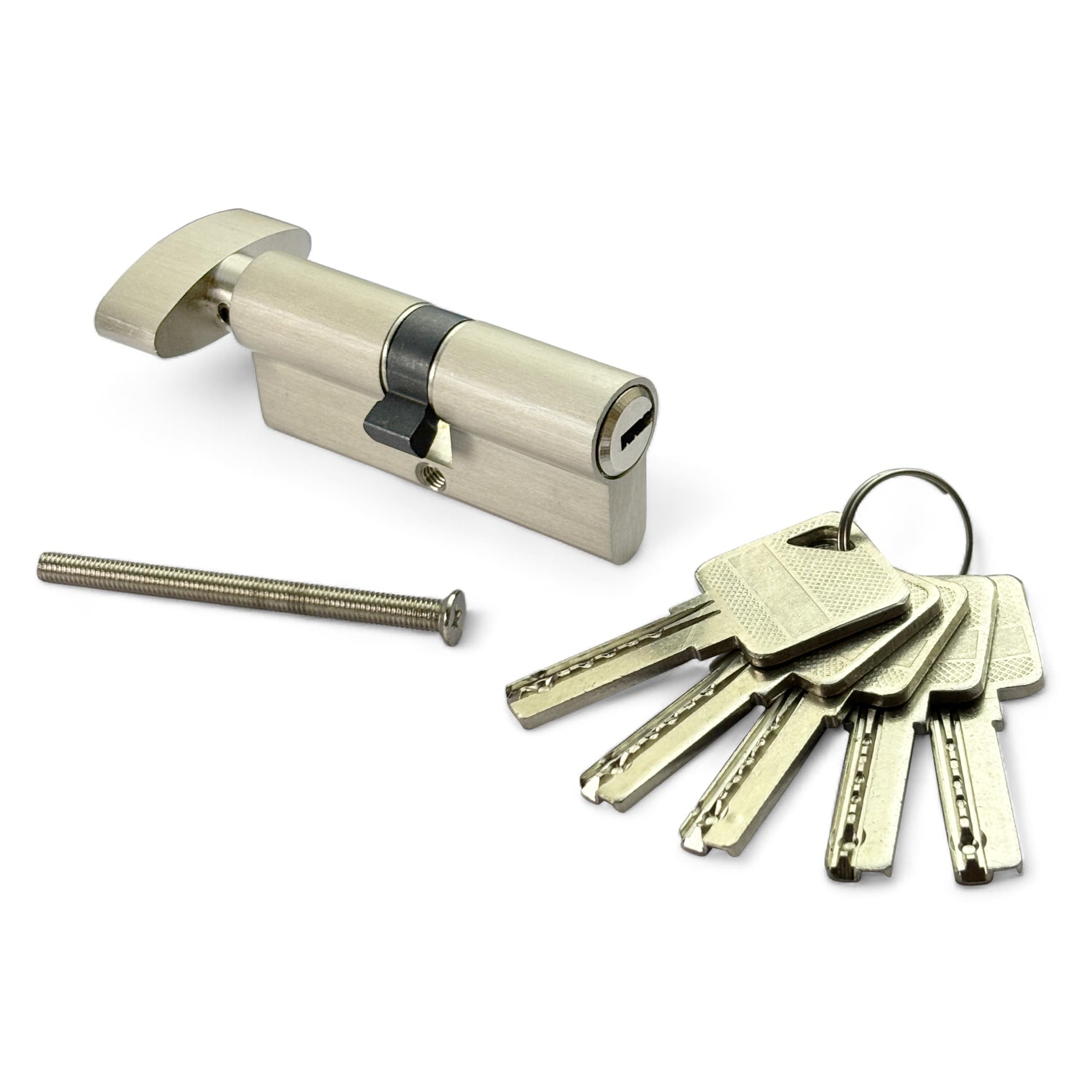 Moksh Plus Brass Cylinder Lock 70mm with 6 pin Mechanism for Mortise Handle Lock Fittings with 5 Brass Ultra Keys for Wooden Door (Pack of 1 Pcs., S.S.F.)