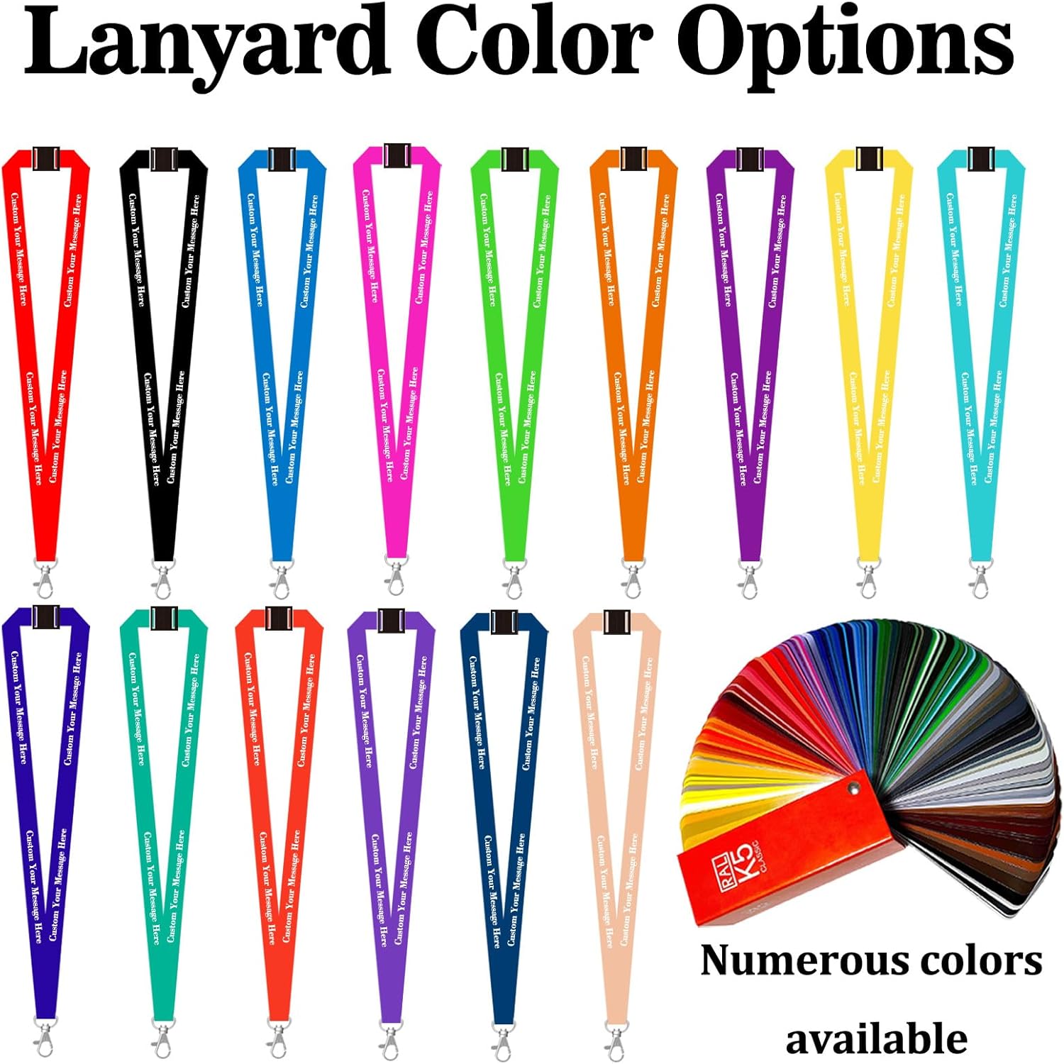 Bulk Custom Lanyards - 30 Colors 100 Pcs | Personalized Reusable ID Badge Lanyards for Events, Promotions & Corporate Gifts | Breakaway Safety Clasps, Custom Logo Printing