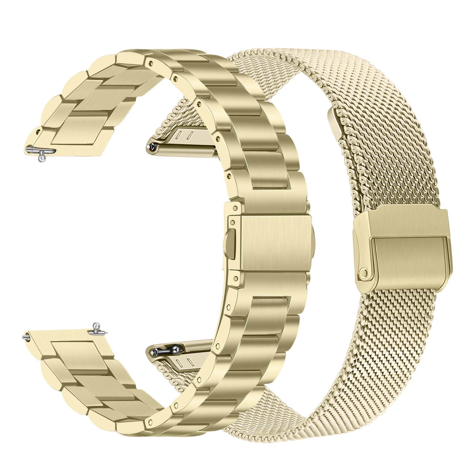 TRUMiRR Band Sets for Venu 3S / Venu 4 41mm Women Smart Watch, Solid Stainless Steel Metal + Mesh Watchband for Garmin Venu 2S / Forerunner 265S