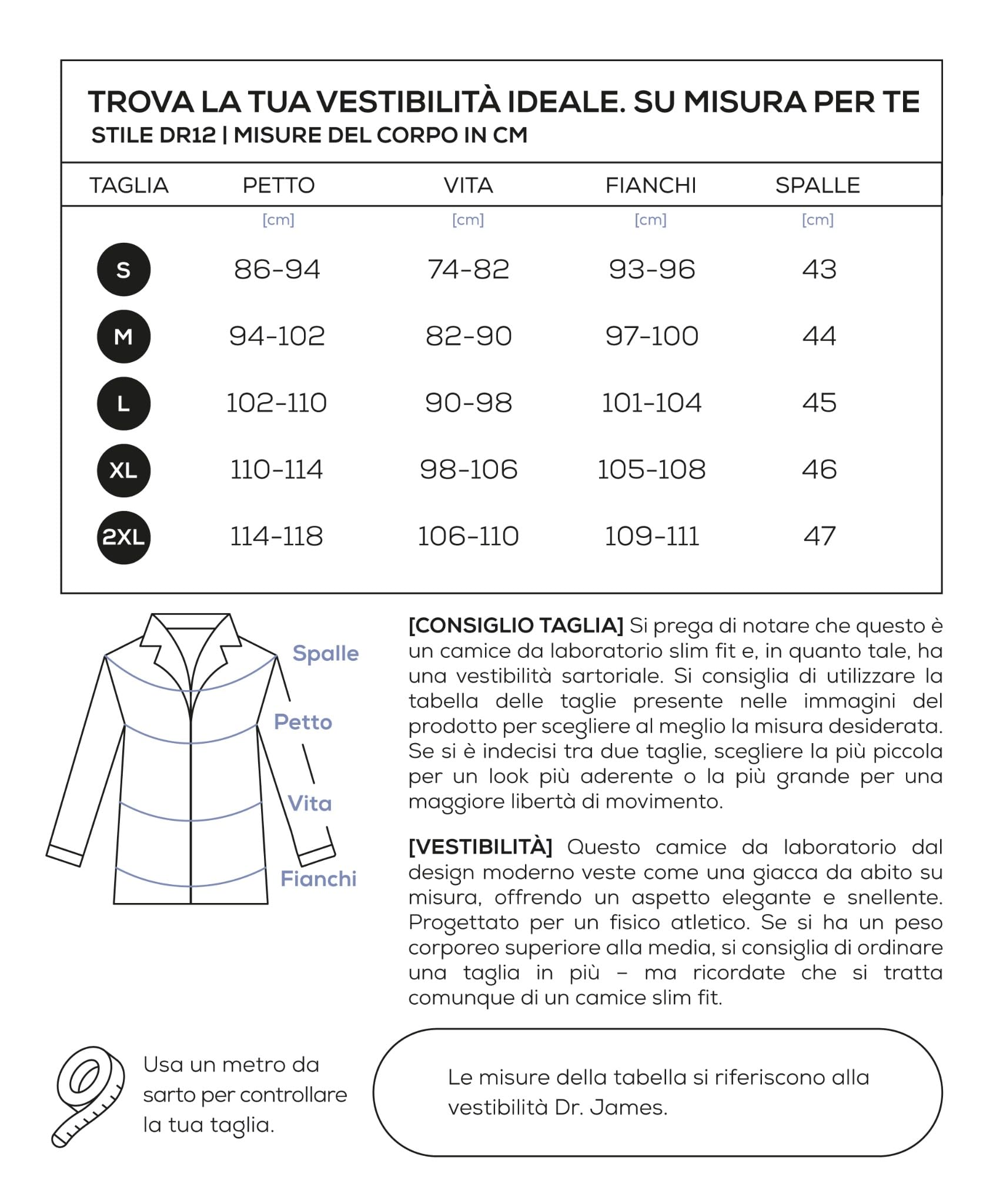 Dr. James Camice Premium da Uomo Stile Consultazione, Multitasche, Vestibilità Su Misura, Chiusura a Bottoni (S)