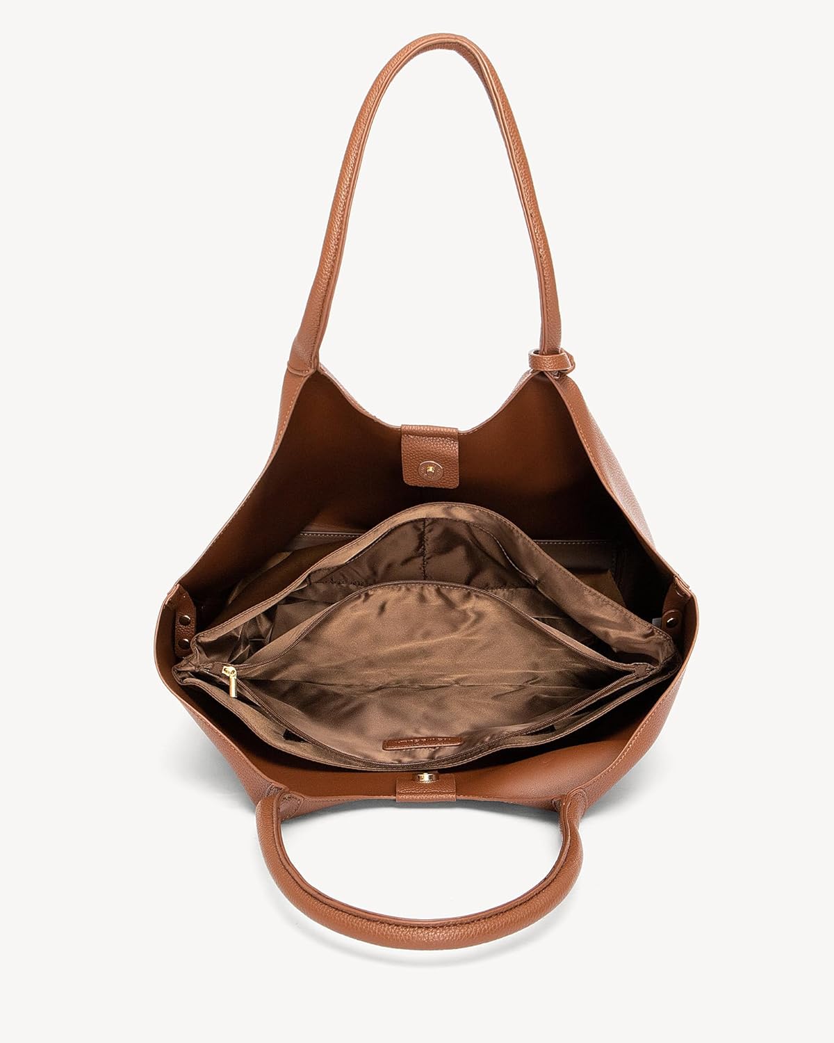 NEWBELLA Women's Vegan Leather Tote Bag, Large Capacity Bag, Vintage Hobo Shoulder Purse with Top Handle for Daily & Work (Brown Tote-1) - Image 7