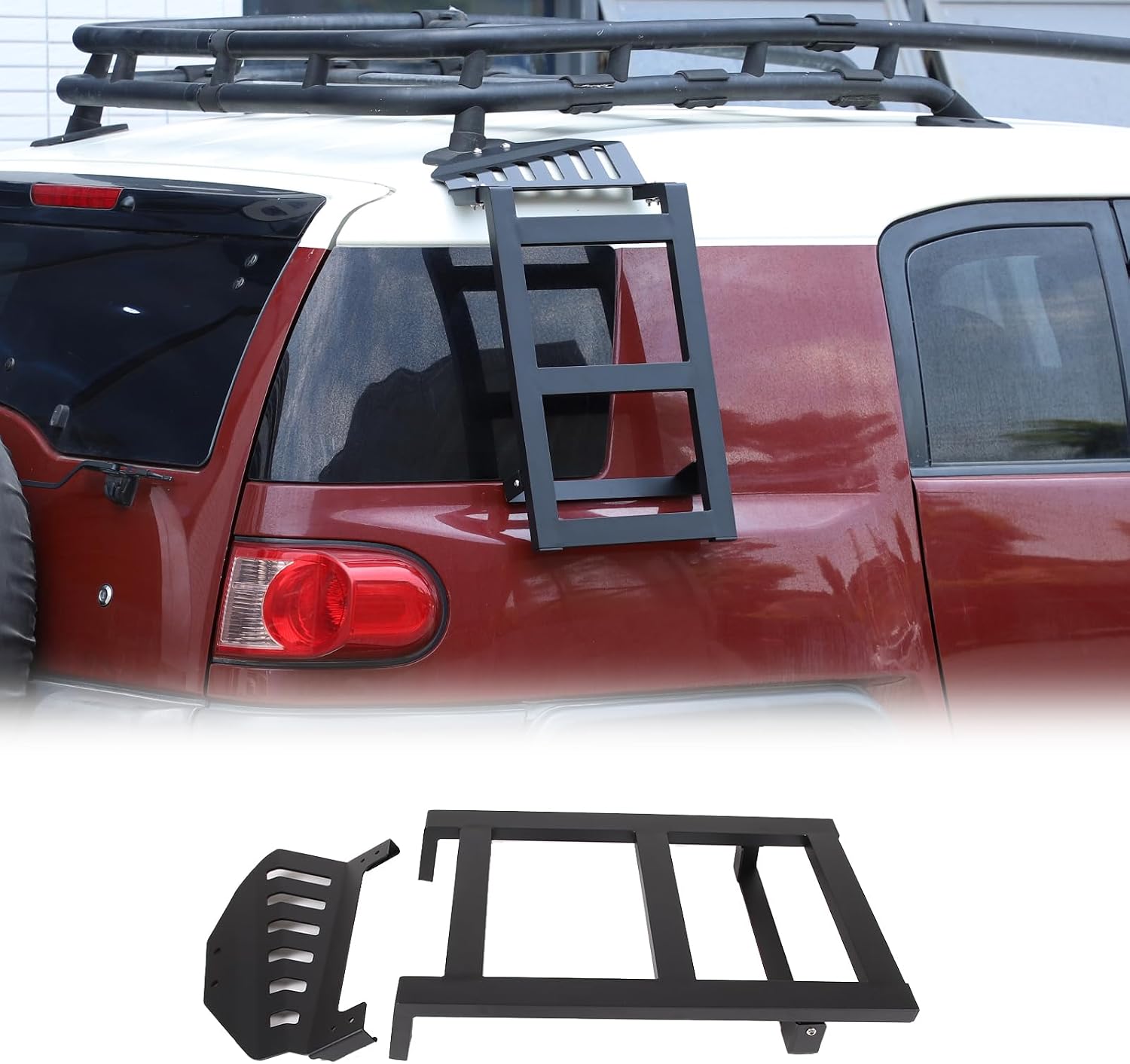 Rear Window Side Ladder Compatible with Toyot@ FJ Cruiser 2007-2021, Car Aluminum Roof Rack Ladder, Back Side Window Ladder Mount Bracket Accessories (Right Side)