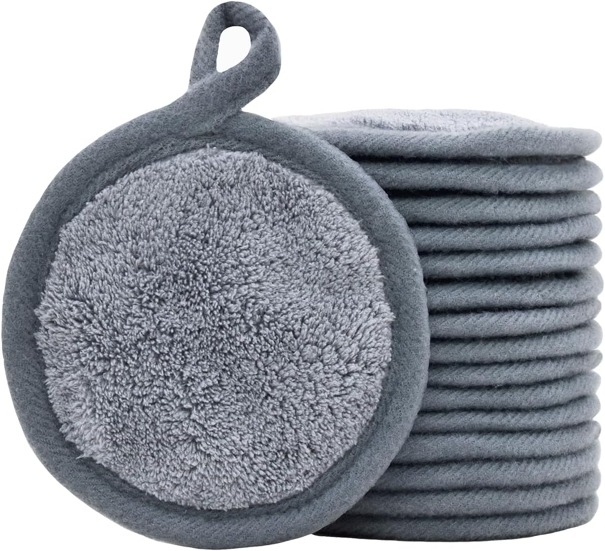 Reusable Makeup Remover Pads Microfiber Face Cleansing Cloth Facial Eraser | 16 Pack Rounds Towels Wipes Eyes Lips Soft Clean easy to carry