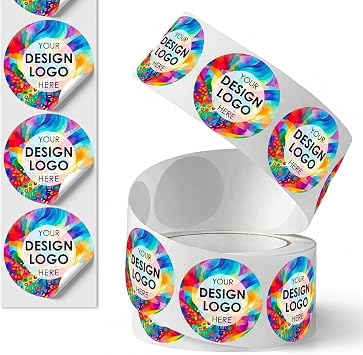 COACO Custom Stickers for Business Logo-Personalized Waterproof Vinyl Labels for Product Packaging, Bottles, Jars, Durable Tear-Resistant, Matte/Glossy, Made in USA, 50+ Roll Circle 2"