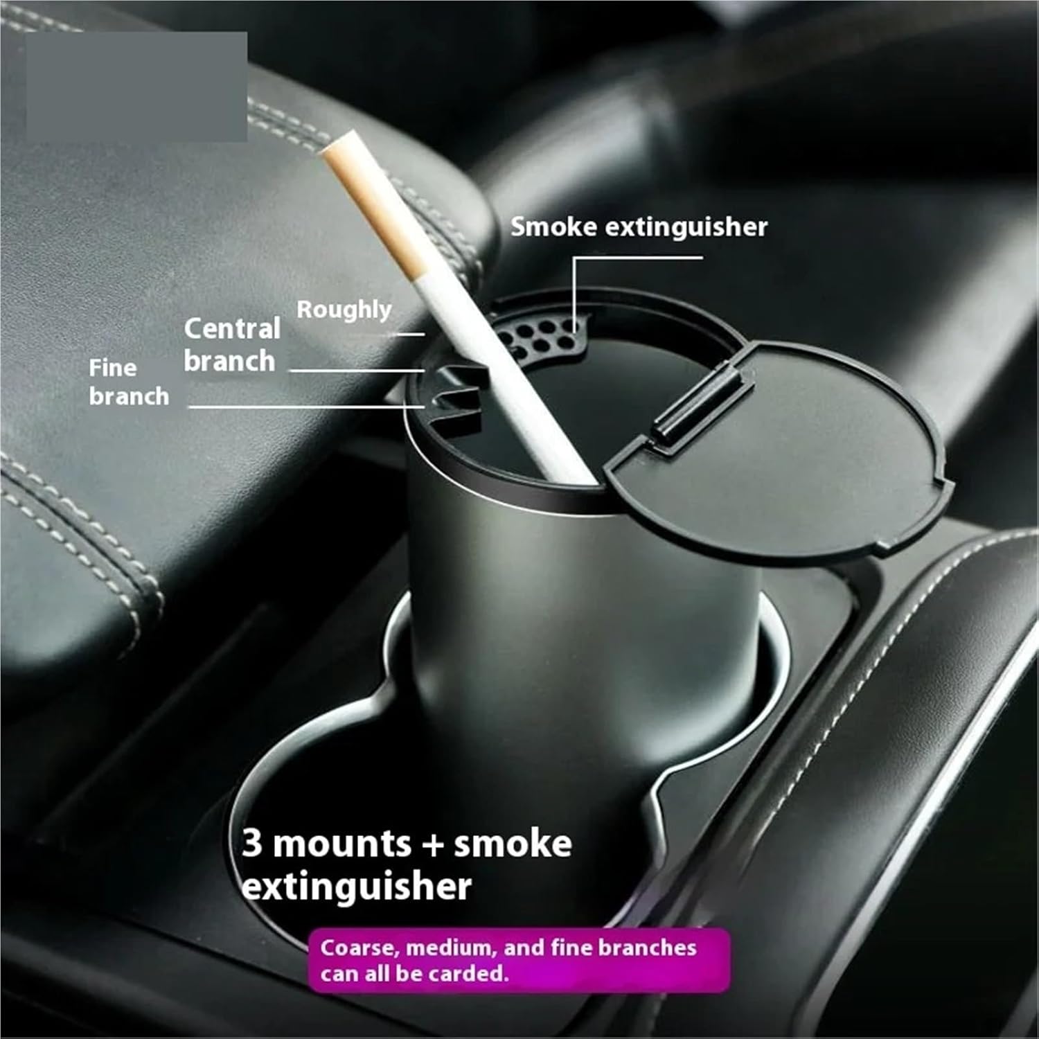 Car Ashtray Creative Multi-functional Aluminum Alloy With Lid Automotive Ash Cartridge Trash Can Automatically Extinguish Smoke(Gold)