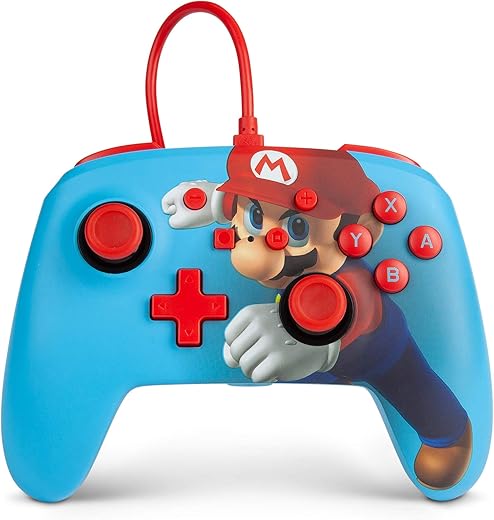 PowerA Enhanced Wired Gaming Controller for Nintendo Switch, Super Mario Bros, Mario Punch, Blue (Officially Licensed)