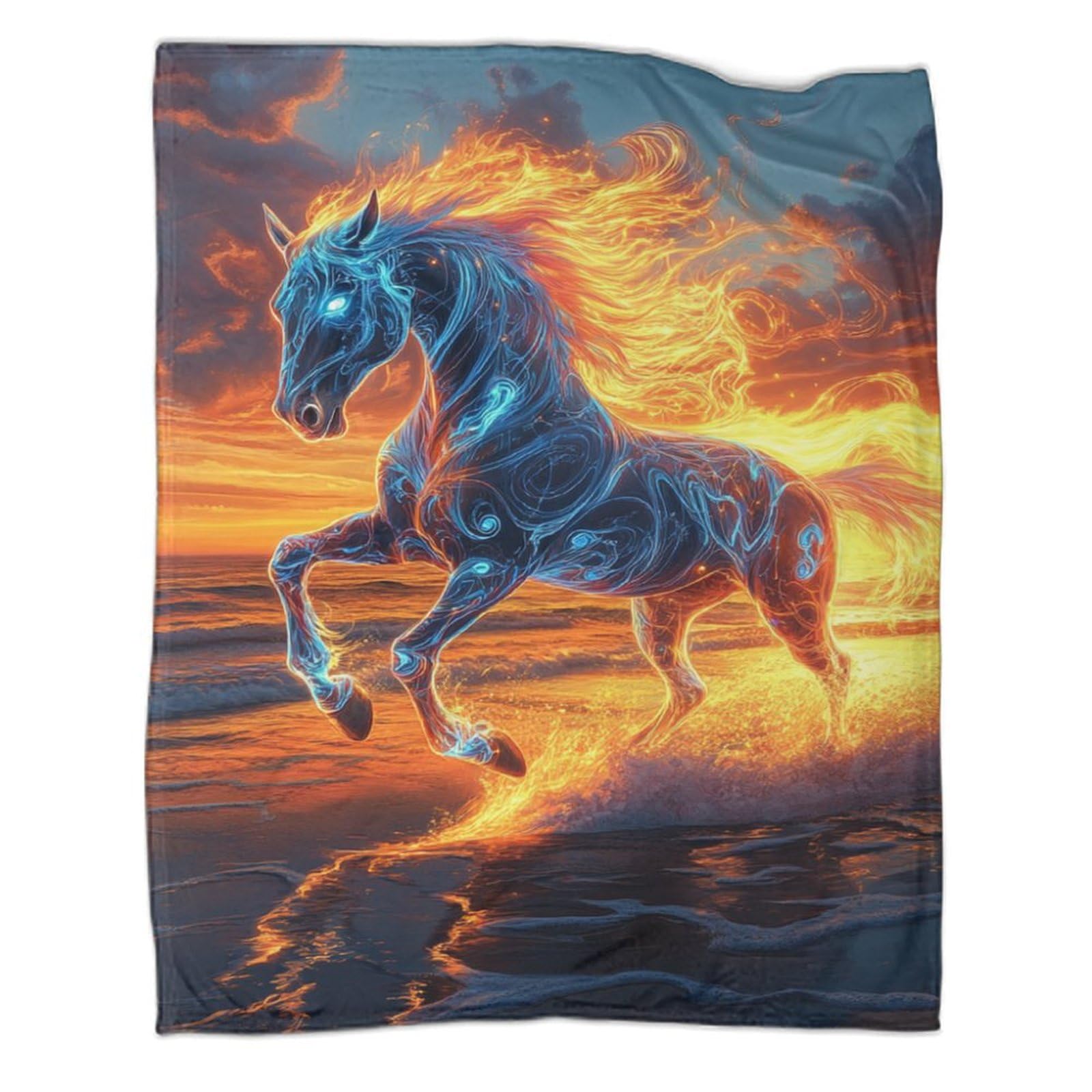 Couverture lit microfibre douce motif de cheval fin couverture chaude 100x130
