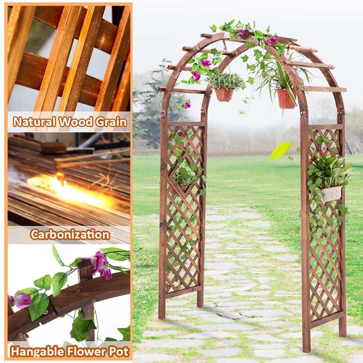 Traliccio da giardino in legno, robusto supporto per rampicanti e fiori, decorazione per esterni per cortili, cortili e giardini vetable, per gli appassionati di piante