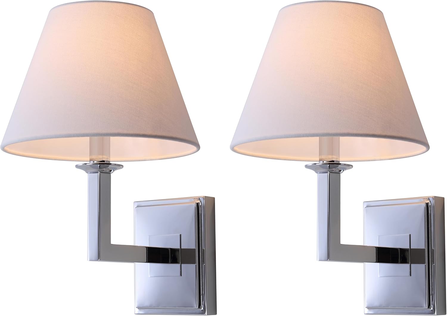 SAFAVIEH Lighting Collection Pauline Modern Contemporary Chrome Bedroom Bathroom Vanity Hallway Foyer Living Room Wall Sconce Set of 2 (LED Bulbs Included)