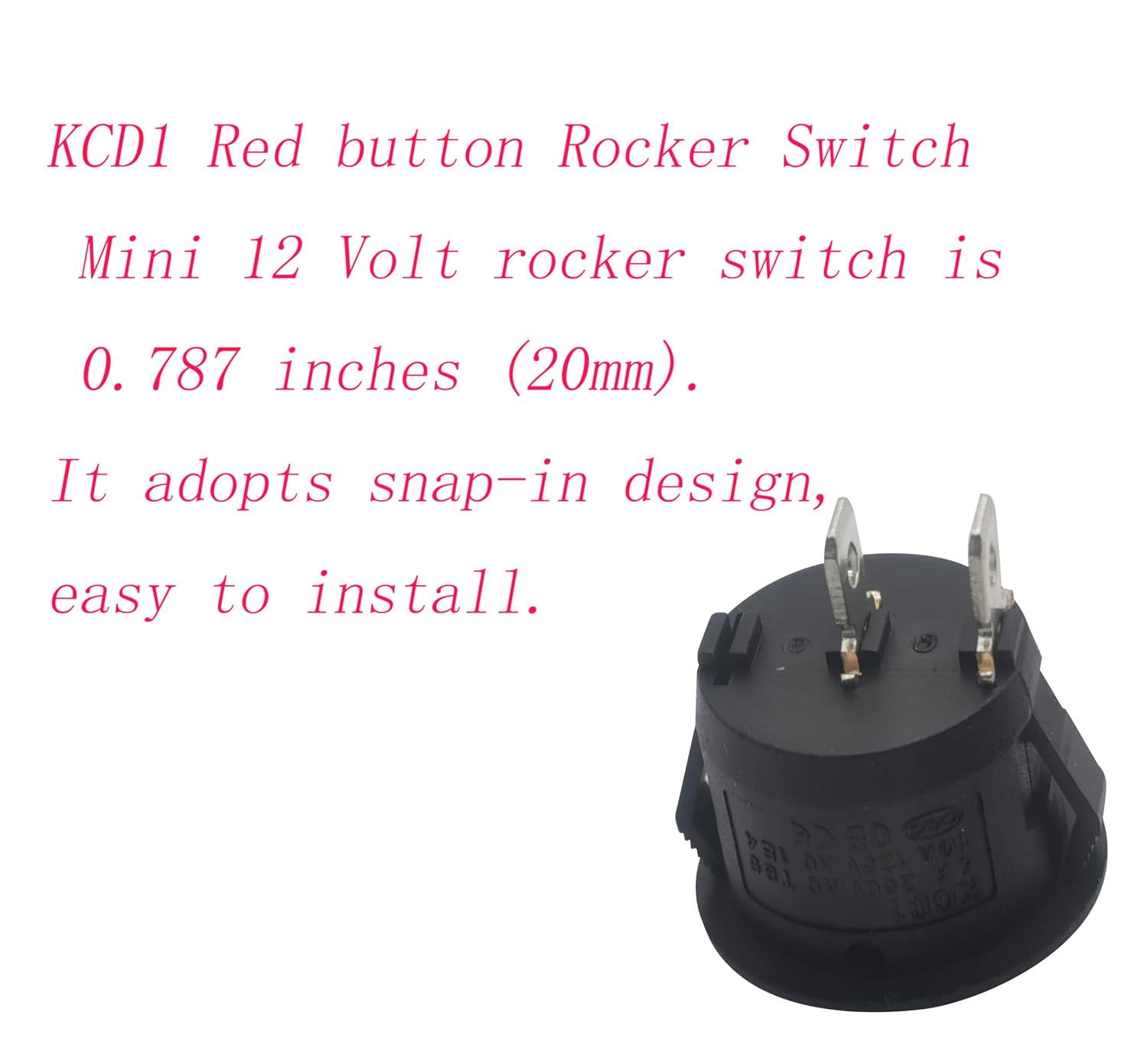KCD1 12V DC AC 125V,10A; AC 250V,6A Red Button Rocker Switch | Fits Hoover Windtunnel Bissell Vacuum Cleaner