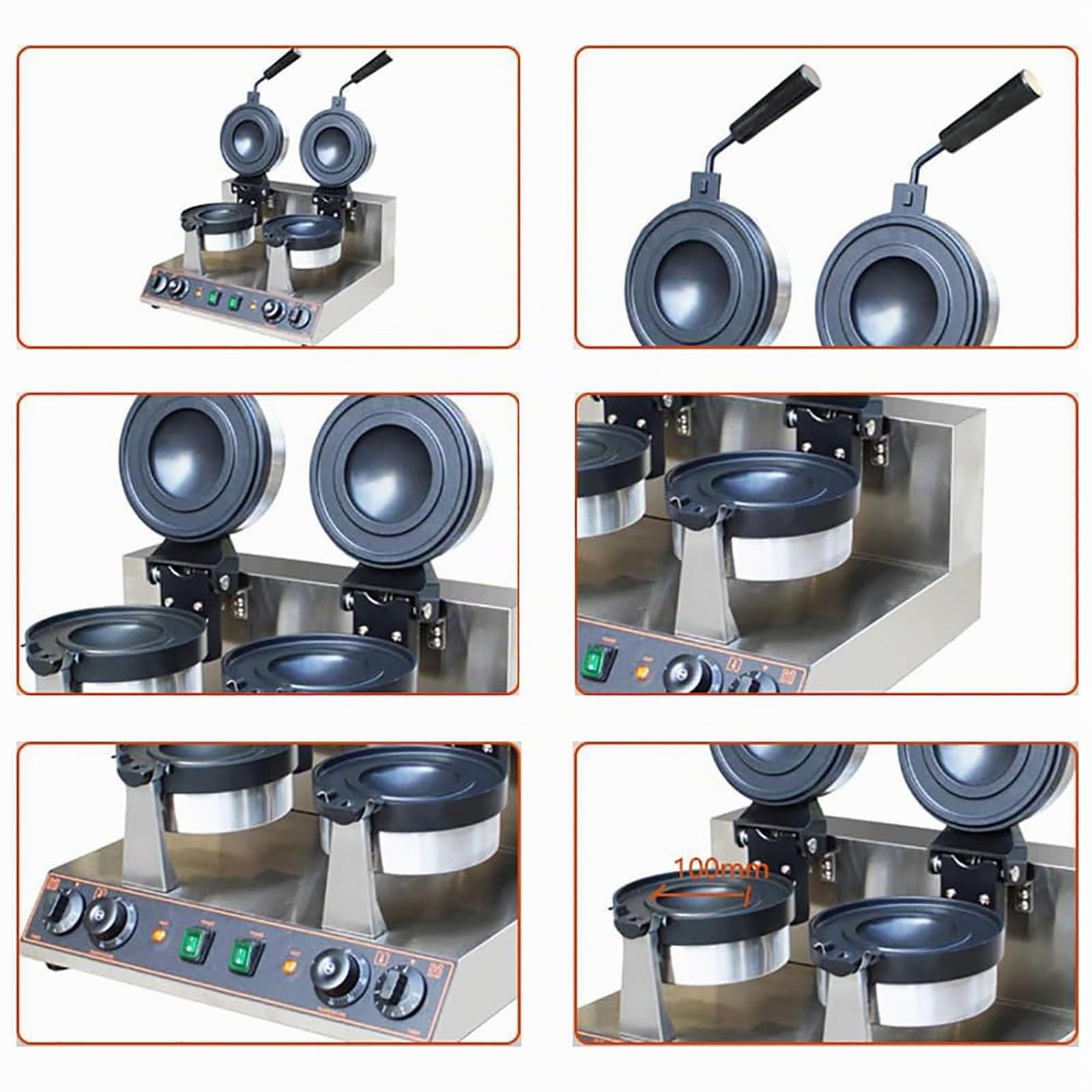 Panini Press Brioche Burger Comercial Eléctrico Krapfen Calentador Helado Panini Donut Donut Pan Máquina Krapfen Warmer Helado Brioche Burger Maker,Two Head