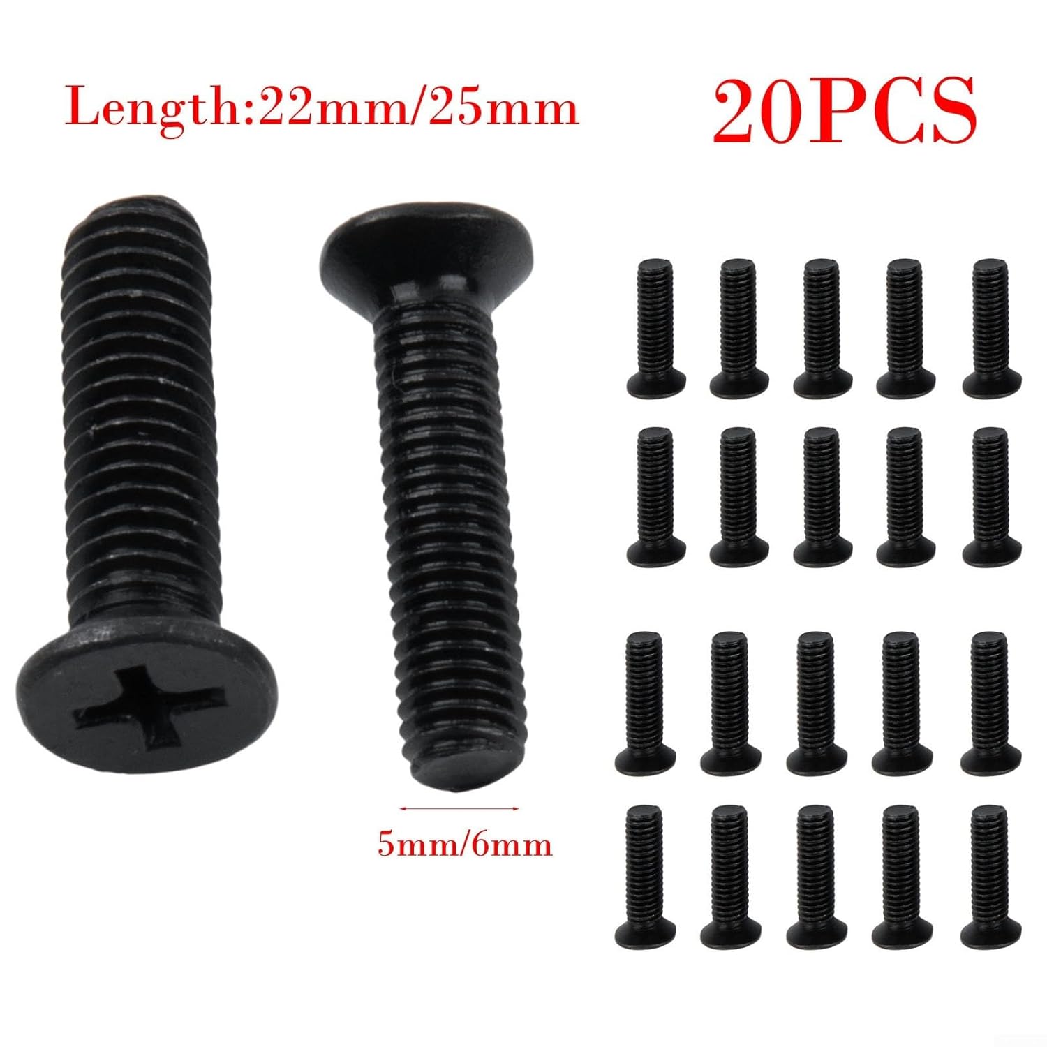 20Pcs Left Hand Thread Fixing Screw M5 M6 22mm 25mm Flush Head Drill Chuck Adapter Bolt, Black Oxide Alloy Steel Reverse Thread Fastener for Power Tools(M5x25mm)