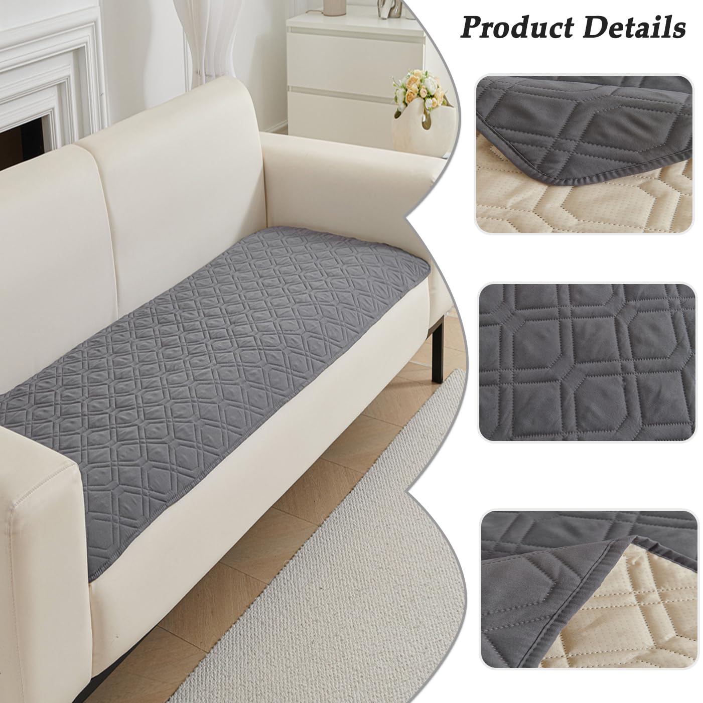 Manta extra grande antideslizante para perros, impermeable, lavable, funda para cama de perro, manta para mascotas, para coche, sofá, cama, suelo (A-gris claro, 210 x 305 cm)