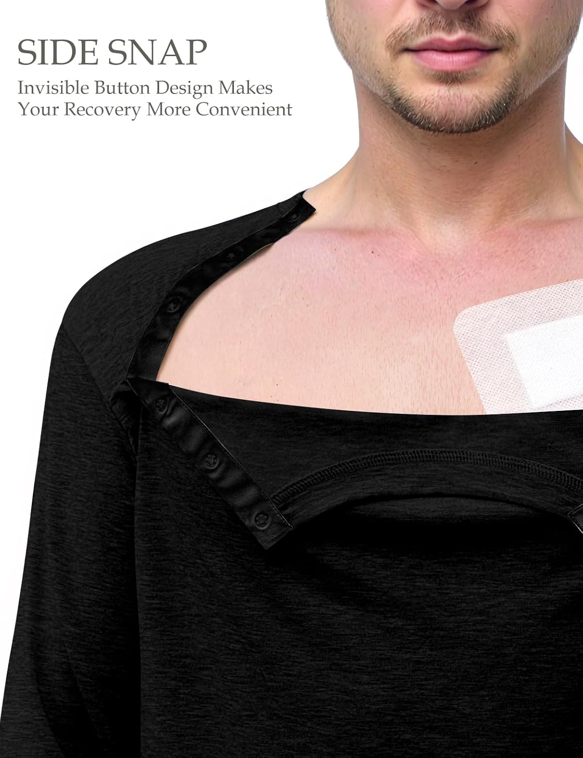 Chemo Port Shirts for Men Women Long Sleeve Post Shoulder Surgery Recovery Shirts Snap Off Chemotherapy Clothing Unisex - Image 5
