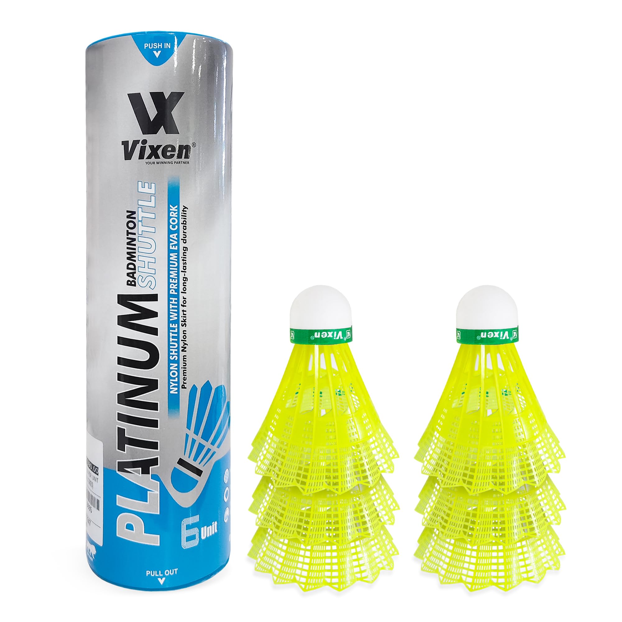 Vixen Nylon Shuttlecock Pack of 6 with Premium EVA Cork Base | Perfect Balance & Speed Badminton Shuttlecock | Durable Stable Flight Birdies for Indoor & Outdoor Play (Platinum)-picture-47