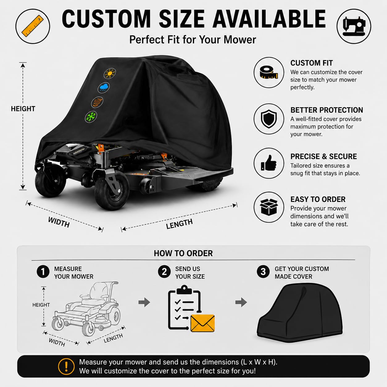 Funda para cortacésped de Giro Cero para Cub Cadet XZ8 S137i Ultima 2024-Present, Cubierta de Tejido Oxford para Reducir el Contacto con Polvo, Hojas y Suciedad