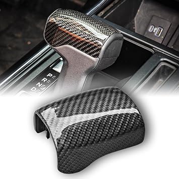 SADELOOS Dry Carbon Fiber Gear Shifter Cover for Ford F150 F-150 Raptor R Platinum King Ranch Tremor Lariat 2021 2022 2023 2024 2025 2026,for F150 Raptor Gear Shifter Handle Glossy Carbon