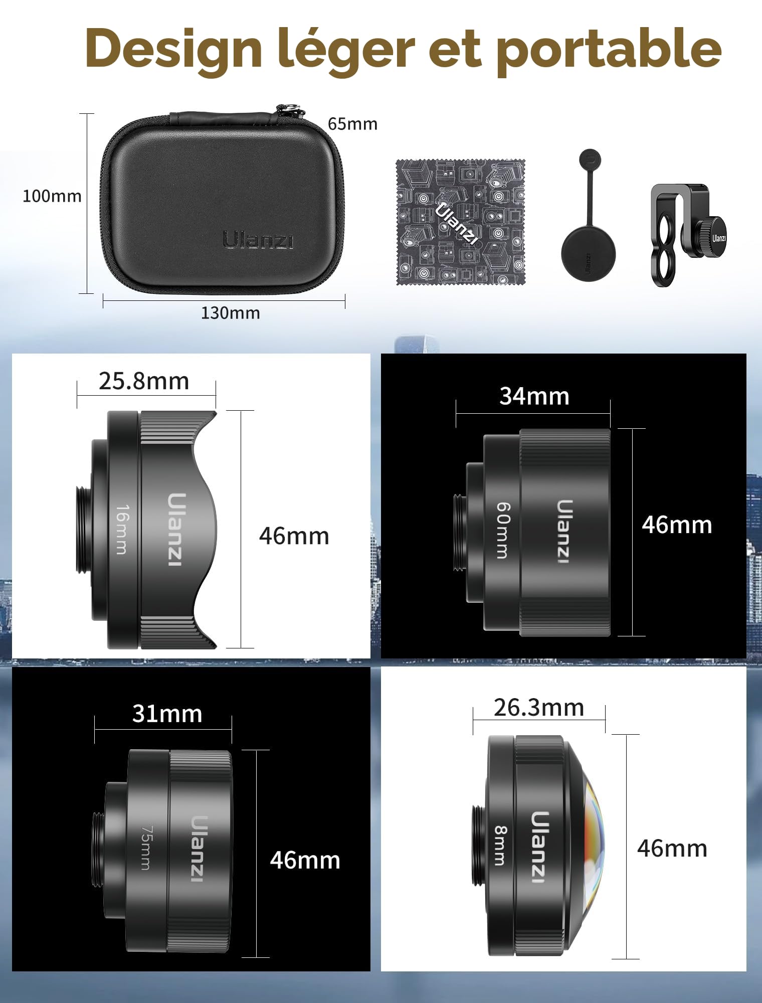 ULANZI CL-003 Objectif Macro pour Téléphone Portable, Objectif Caméra Téléphone Portable 75mm, U110x HD Agrandissement avec Clip Objectif 17mm Compatible avec iPhone Samsung Xiaomi Smartphones