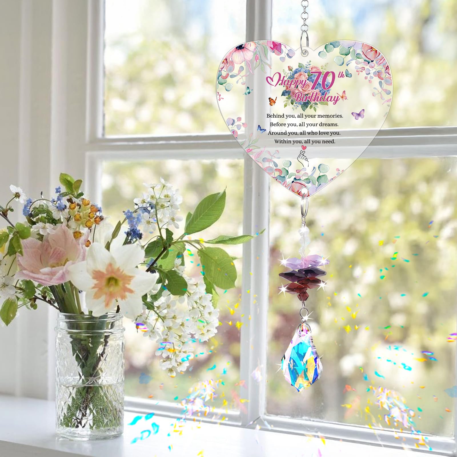 70th Birthday Gifts For Women, Crystal Suncatcher, 70th Birthday Gifts For Her, Gifts For 70 Year Old Woman, Present For Mum Auntie Grandma Wife Friends Teacher — view 4