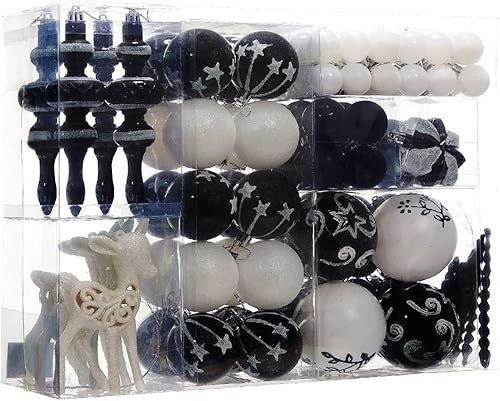 Juego de 120 adornos de bolas de Navidad surtidos, adornos de árbol de Navidad inastillables, juego de bolas colgantes decorativas de temporada para