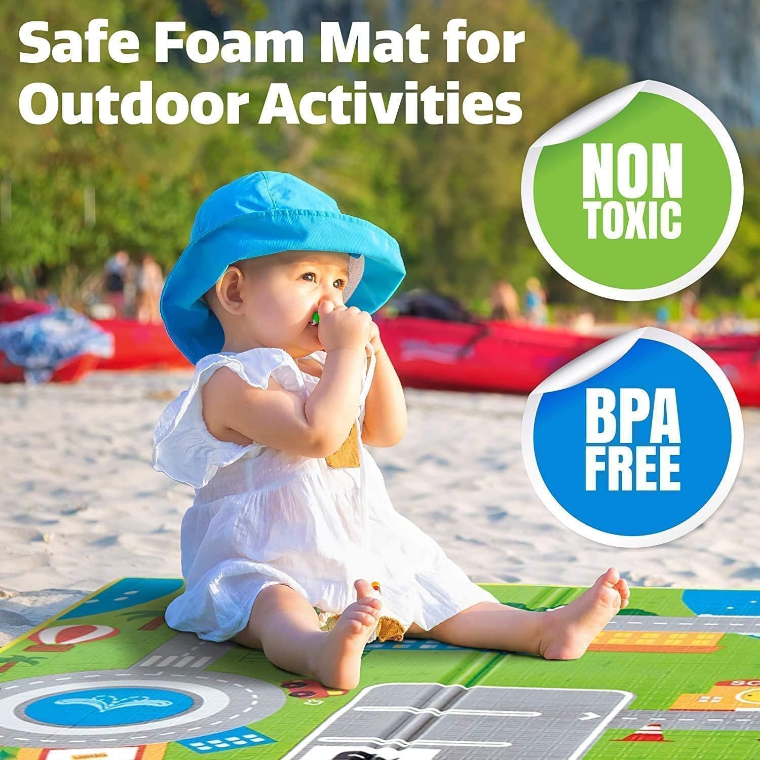 GLITZEN Double Sided Waterproof Baby Play Mat, Play Mats for Kids Large Size, Baby Carpet, Play Mat Crawling Baby Play Mat, Non-Slip Crawl Floor Mat Portable Use For Outdoor/Indoor (6x4 ft, 0.3cm Thickness) (Pack of 1) 2