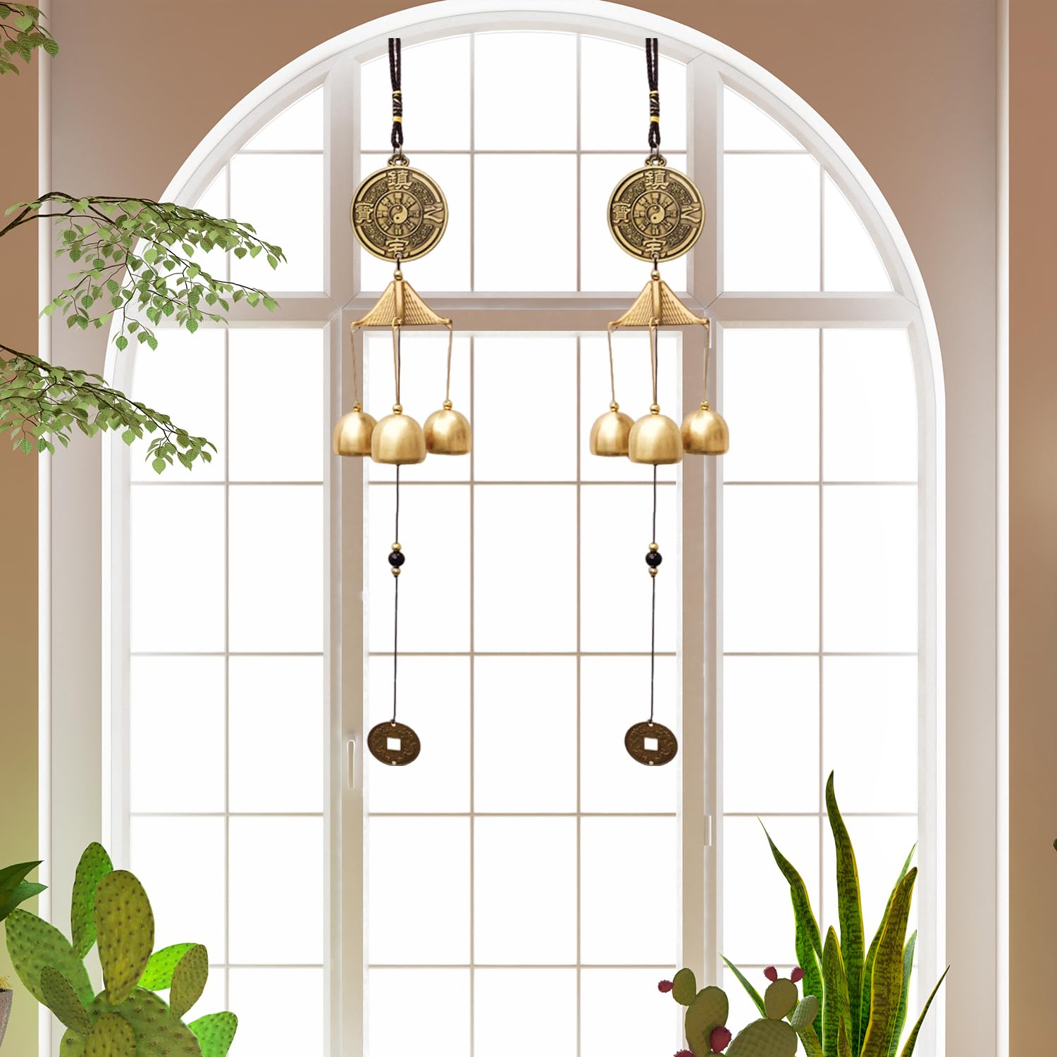 Feng Shui Campana a Vento Vintage in Metallo,Metallo Cinese Tradizionale Vento Carillon,Bless Wind Chime Campana Appendere Vintage Fengshui Campanelli per Casa e Giardino Appeso Fortuna