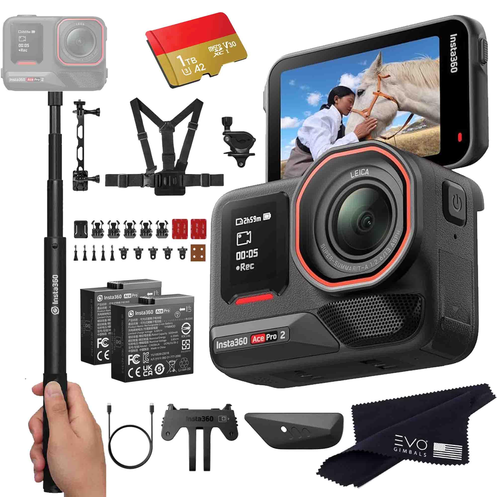insta360 ace pro 2 snow bundle- 8k waterproof action camera co-engineered with leica, flagship 1/1.3" sensor, 8k30, 2.5" flip screen|includes snow bundle, invisible selfie stick (1tb)