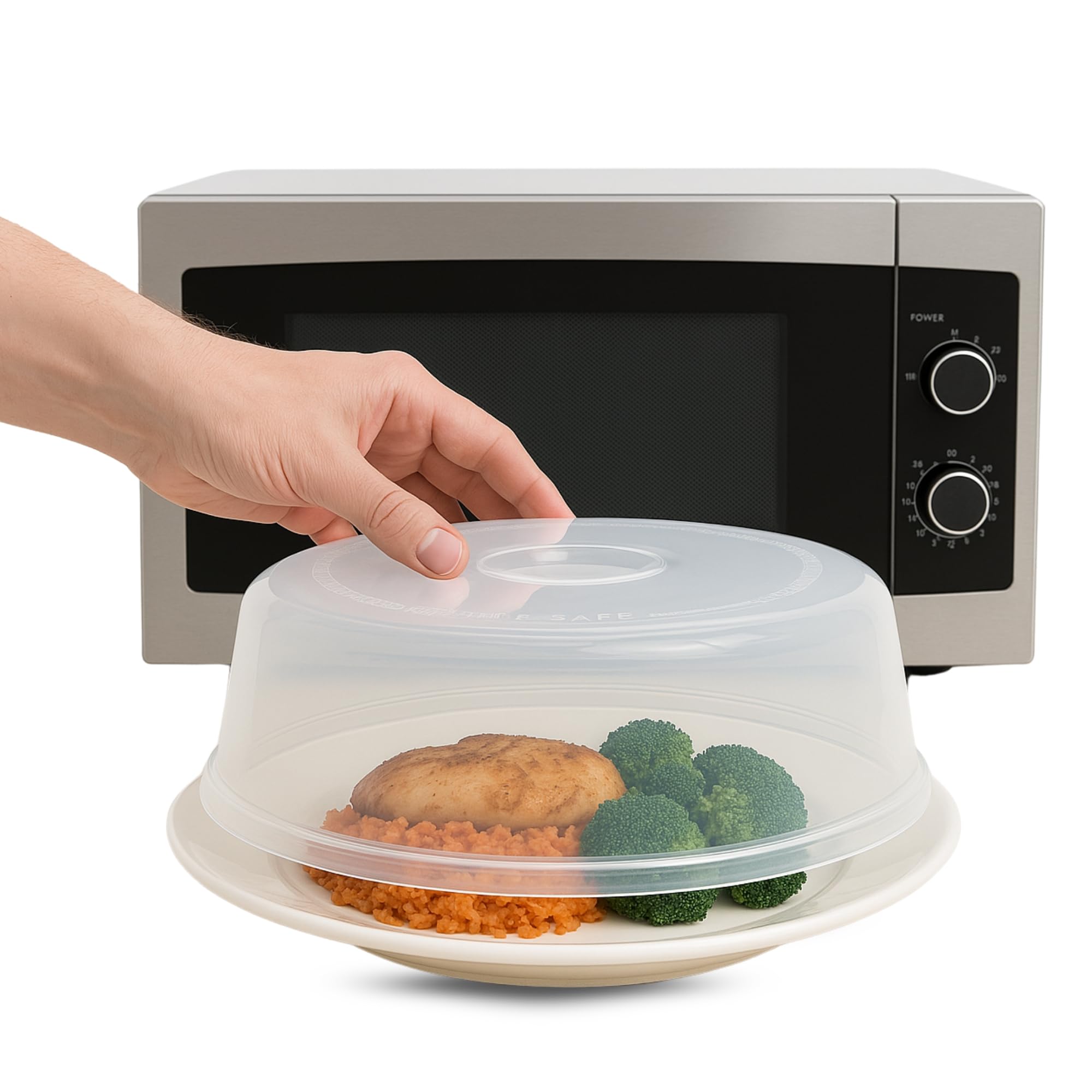 Tapa microondas, Tapa de Salpicaduras de Microondas, Tapa Protectora para Microondas, Tapadera Calentar Comida, Libre de BPA, con Orificio de Vapor, 27.5 cm diámetro x 7 cm Altura
