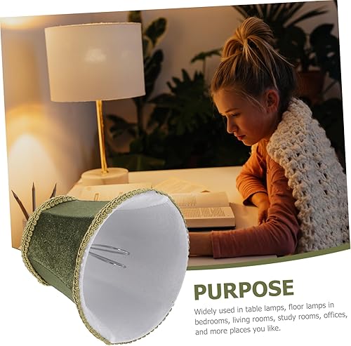 Miniatura 9 de OSALADI Pantalla de lámpara para lámpara de mesa Lámpara de pie Tela verde oscuro E14 Pantalla de lámpara para lámparas de pie