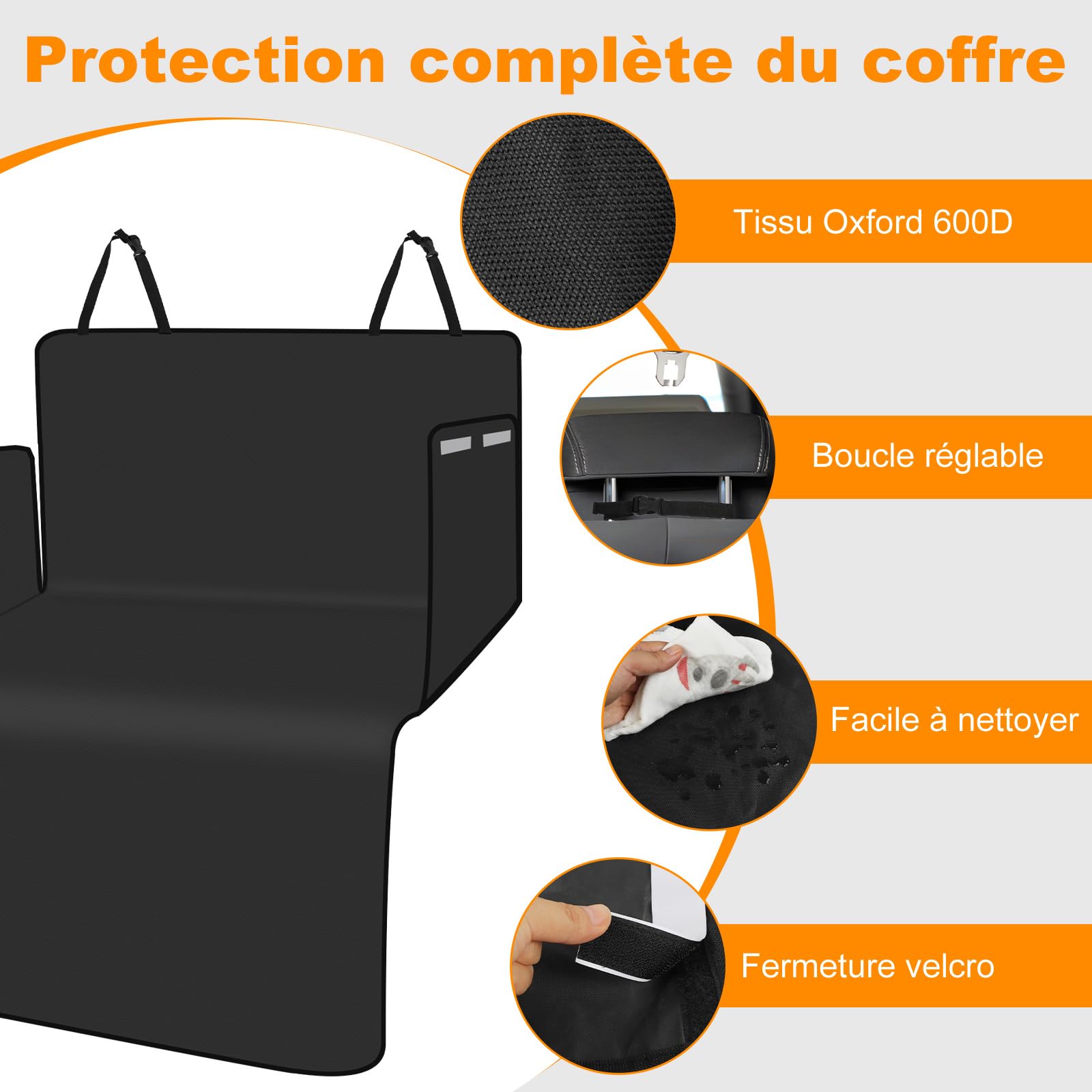 Protection Coffre Voiture Chien Universelle avec Protection Latérale, Housse de Coffre pour Chien Imperméable et Résistant aux Rayures, Protection Coffre pour Voiture, Camion, SUV