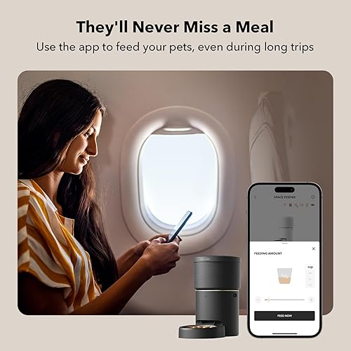 Miniatura 7 de Alimentadores automáticos para gatos, alimentador WiFi 5G para mascotas con almacenamiento de alimentos al vacío para alimentos secos para mascotas,