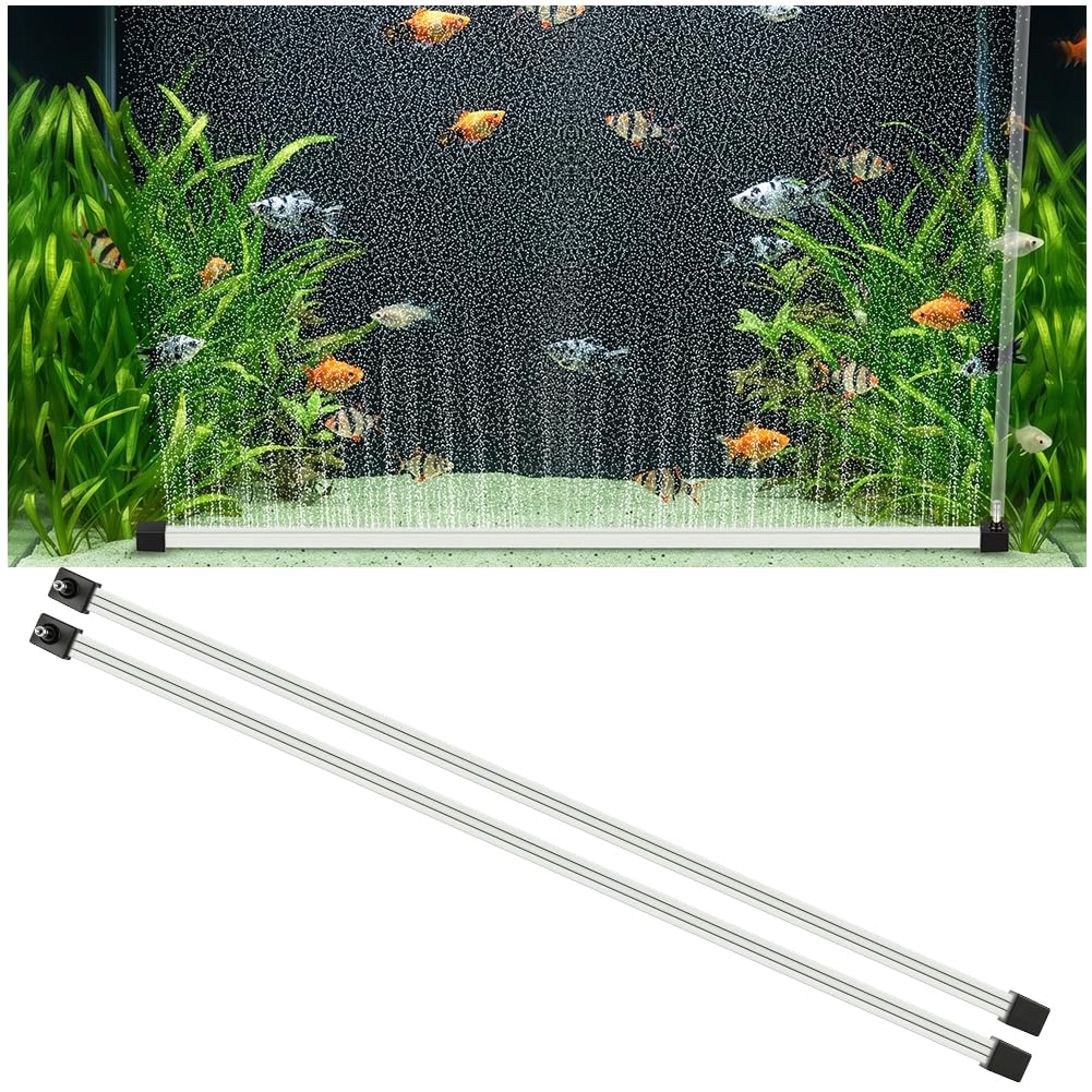 AXFEE Diffuseur Air Aquarium, 15-55cm Bulleur Aquarium Pierre à Air | 55cm Bubble d'aquarium Calme, Alliage d'aluminium,Long Strip Bar Pierre Diffuseur Air Aquarium pour Eau Douce,Eau Salée(2PCS)