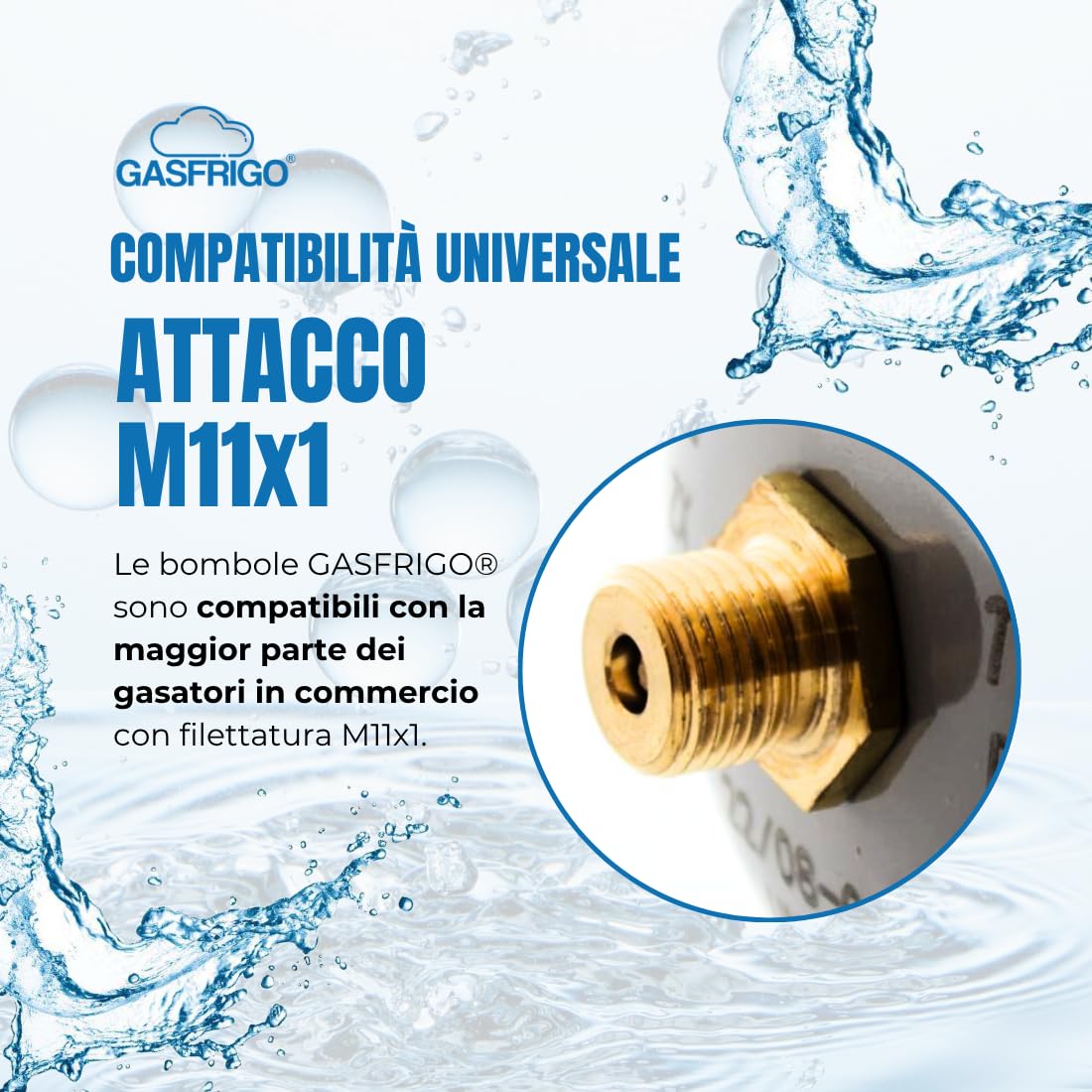 Bevi sano, bevi Italiano! GASFRIGO® Set 2 Bombole CO2 per Gasatore e Depuratore Acqua Frizzante - 600g E290 Alimentare - Attacco M11x1 - Scorta Risparmio! Bombola e Gas 100% Made in Italy