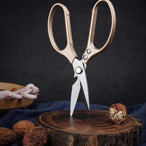 Miniatura 4 de Tijeras de cocina doradas, tijeras de cocina resistentes, aptas para lavavajillas, suministros esenciales de cocina para el hogar, tijeras afiladas