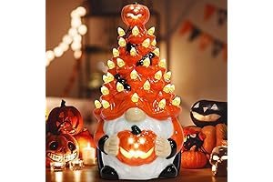 8.6" Halloween Ceramic Tree with Bat & Pumpkin