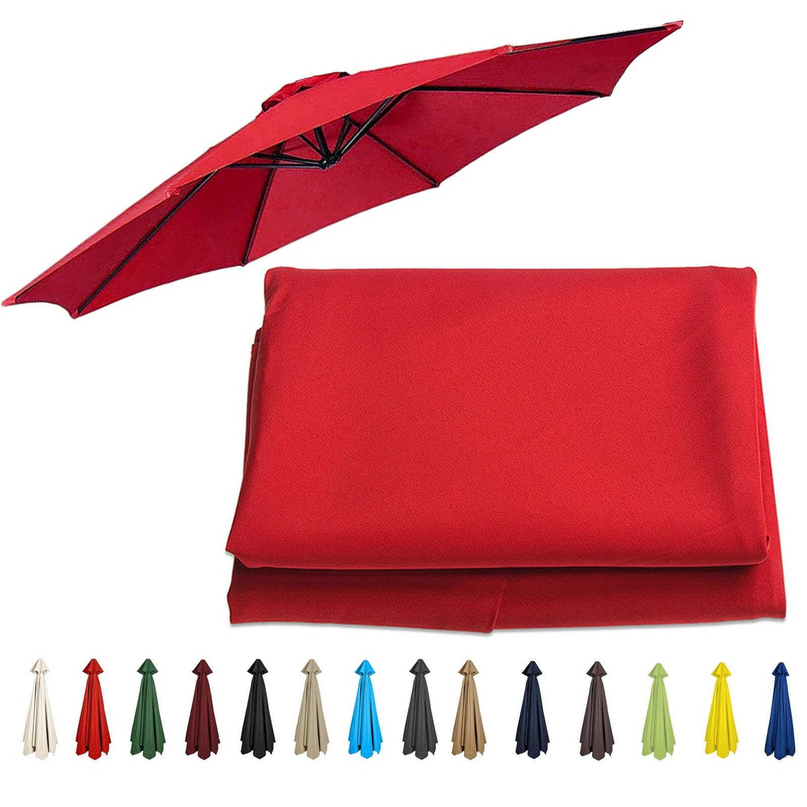 6/8 Arms Umbrella Fabric Canopy Cover - 200cm/270cm/300cm, Umbrella Replacement Cloth - 180D UV Protective And Water Resistant Patio Canopy, Replacement Umbrella Canopy(Color:Red,Size:8 ribs: 3m/9.8ft — image 1