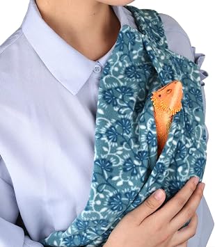 Adjustable Reptile Sling for Bearded Dragons Lizards and Small Pets Reptile Carrier to Prevent Them Falling or Slipping from Your Body (Light Blue)