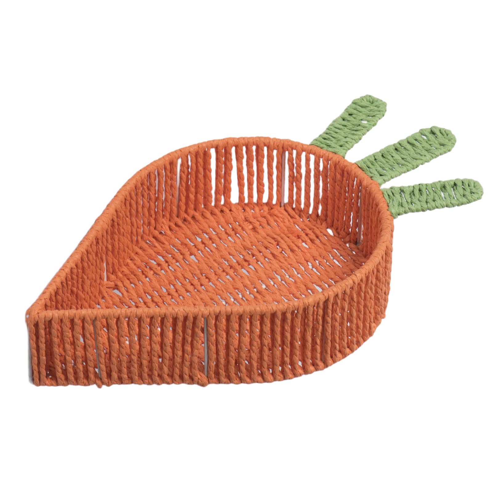 Mekalero Carrot Shaped Basket Decorative Fruit Bowl Snacks and Candy Storage Container for Kitchen or Living Room Decoration Handwoven Wicker Tray