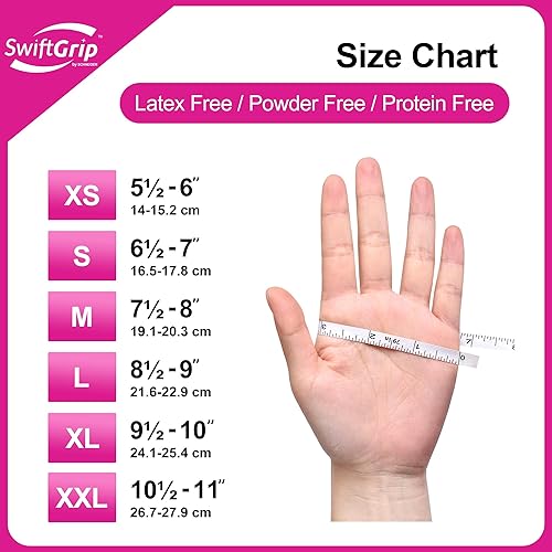 Miniatura 7 de Guantes de nitrilo sin polvo, caja de 100 unidades, 3 mil, guantes desechables de nitrilo sin látex, sin polvo, rosafucsia