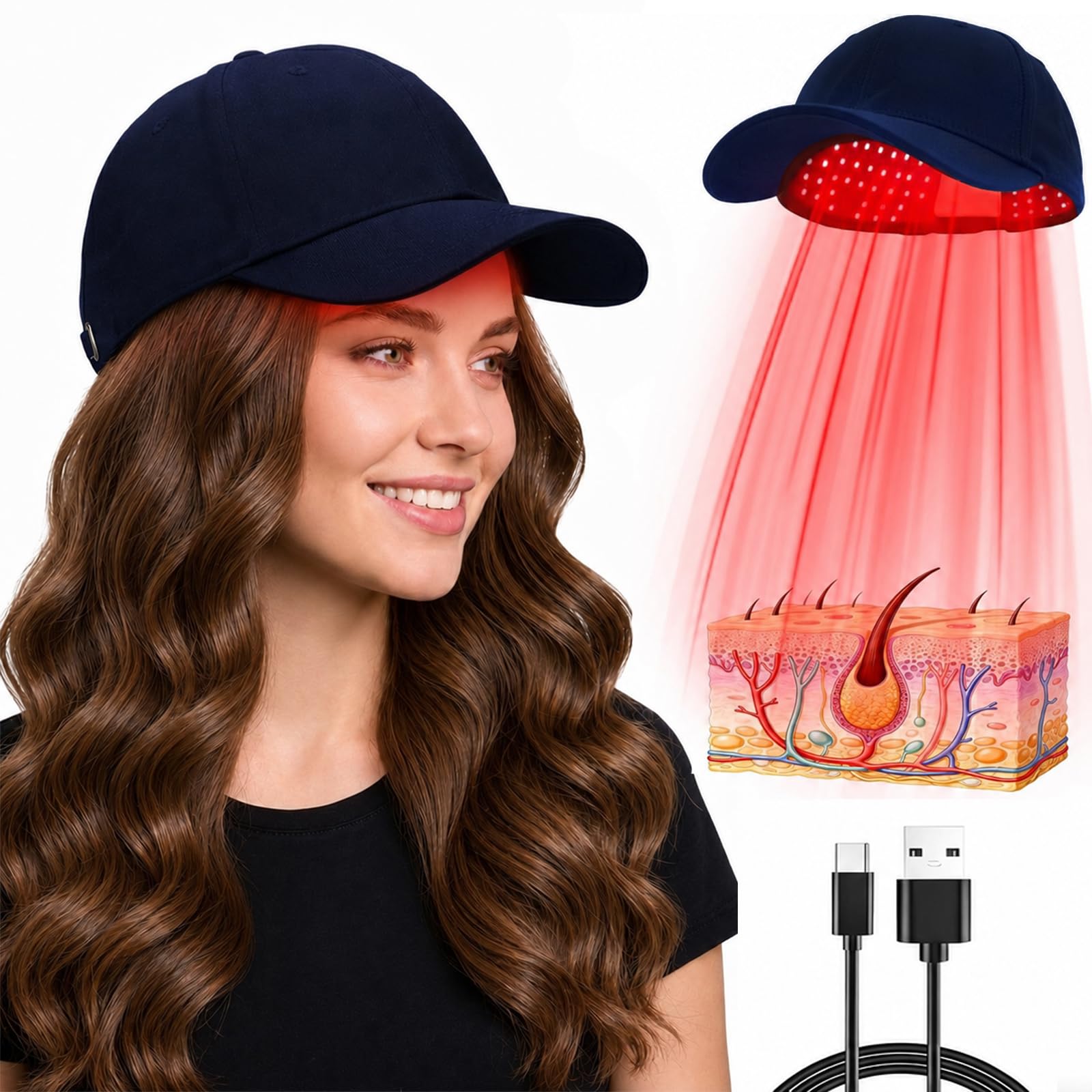 Photo 1 of MICENGYAN Red Light Therapy Hair Growth Cap – 650nm LLLT