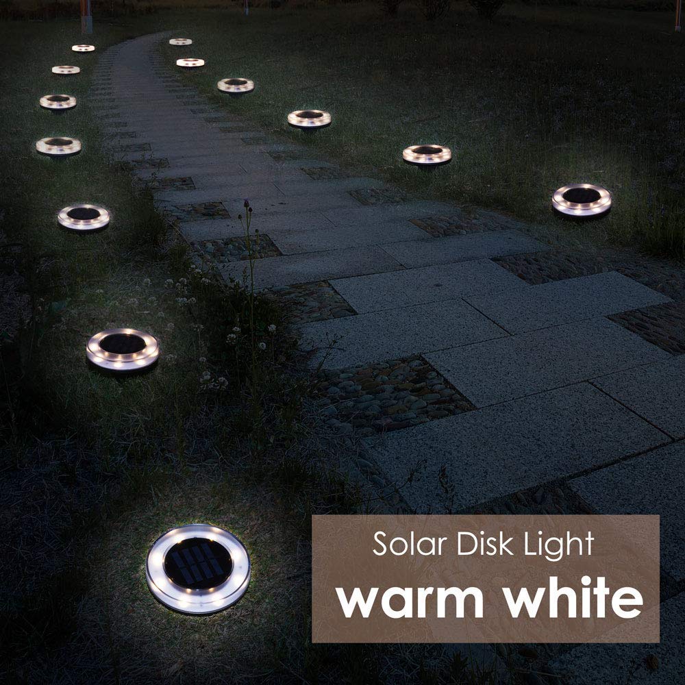 GIGALUMI 8 stuks solarlampen voor buiten, heldere tuinverlichting op zonne- energie met groot patroon, waterdicht, auto aan/uit, zonnelampen voor buiten, tuin, trottoir, oprit, gazonpad (warmwit