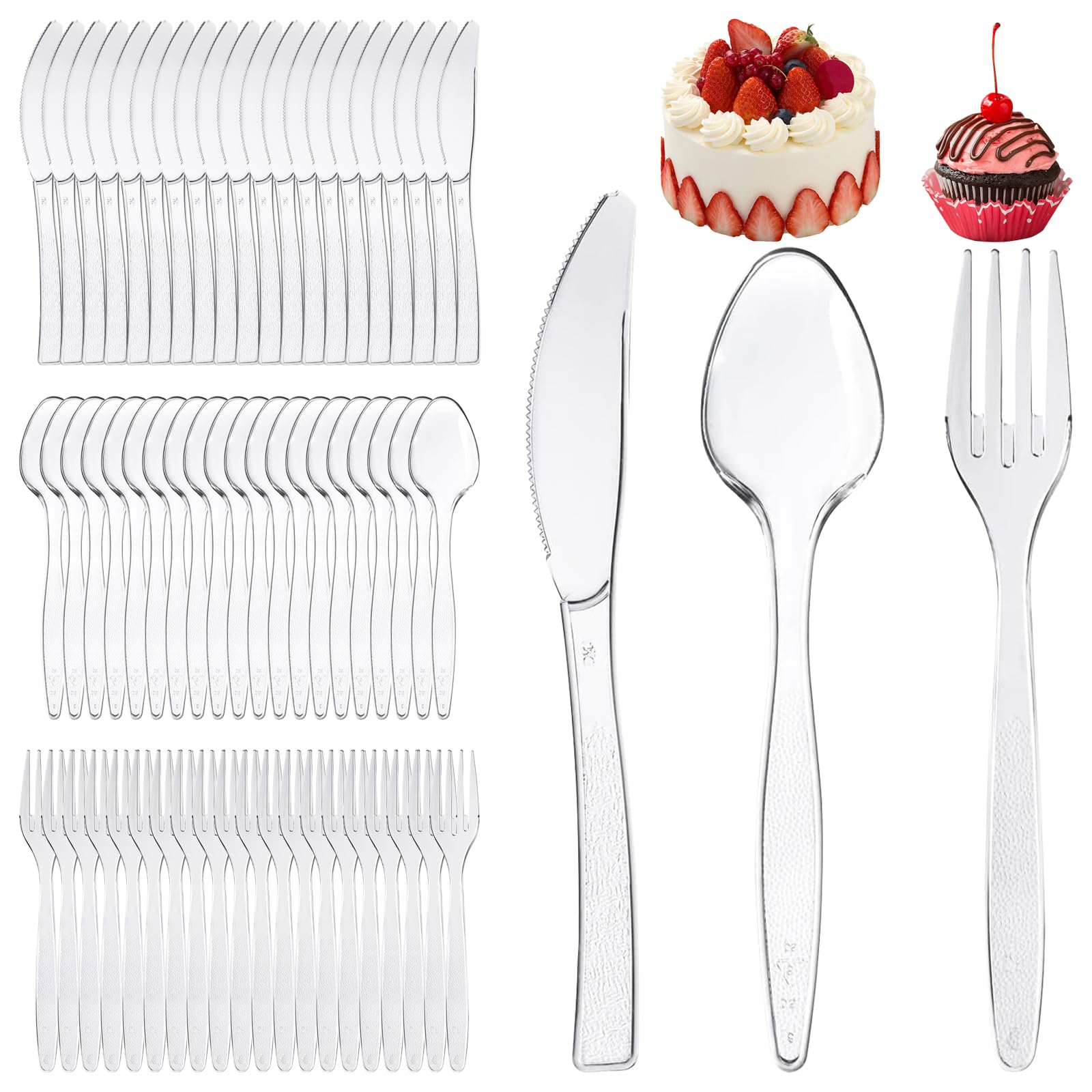 150Pcs Reusable Dessert Forks, Party Fork Spoon Set(Transparent)