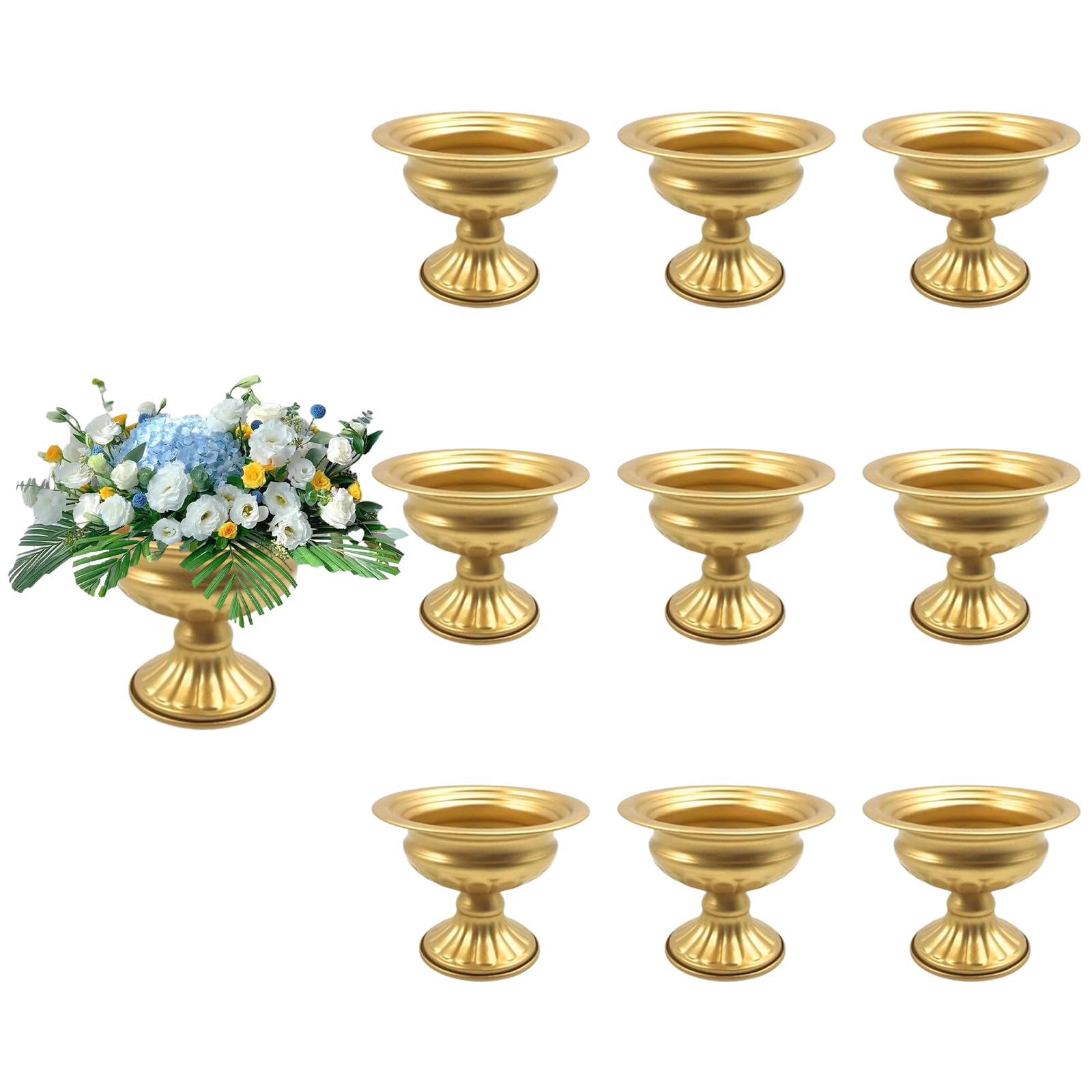 Hyuetrsa Metal Vases for Table Centerpieces 10 Pcs 4.7 Inch Gold Vases Golden Compote Pedestal Vase,Gold Vases for Centerpieces Flower Holders Center
