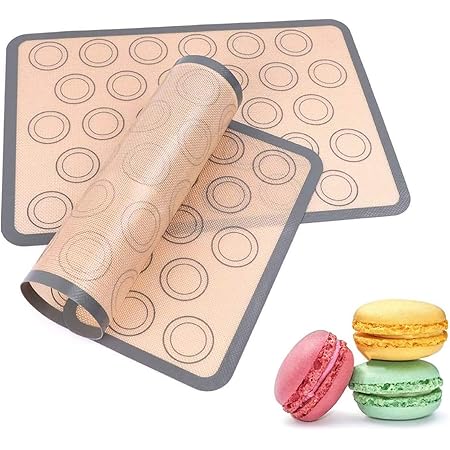 Silicone Baking Mats, Kmeivol 2 Pack Durable Baking Mat, Non-sticky Pastry Mat with Measurements, BPA Free Macaron Silicone Mat, Silicone Baking Mat, Easy to clean, for Pastry/Cake Making, 16.5x11.4