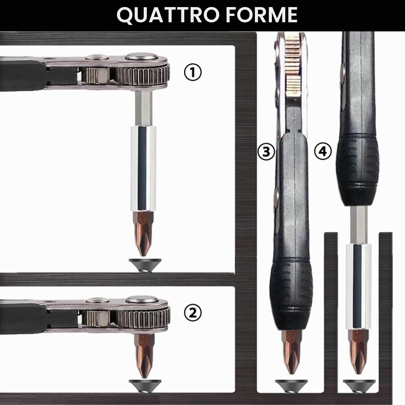 Chiave a cricchetto magnetica, mini cacciavite a cricchetto con Phillips, a taglio, Torx, esagonale, quadrato, Pozidriv per auto, biciclette, casa, fai da te(36-denti)